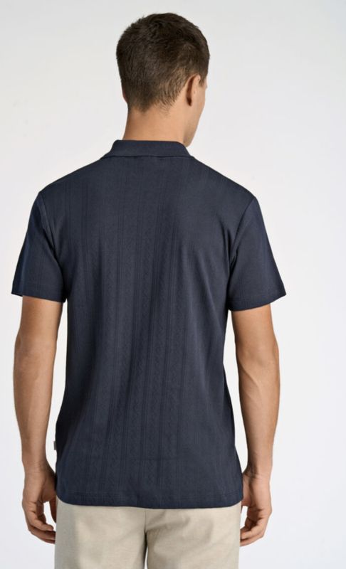 Hovedbilde Lindbergh Jacquard Polo Shirt 30-404115 - Navy Blue