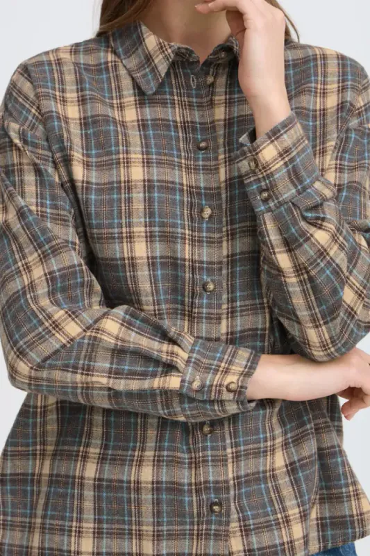 BYFabrice Shirt 20819443 - Grey/ brown Check 900012890