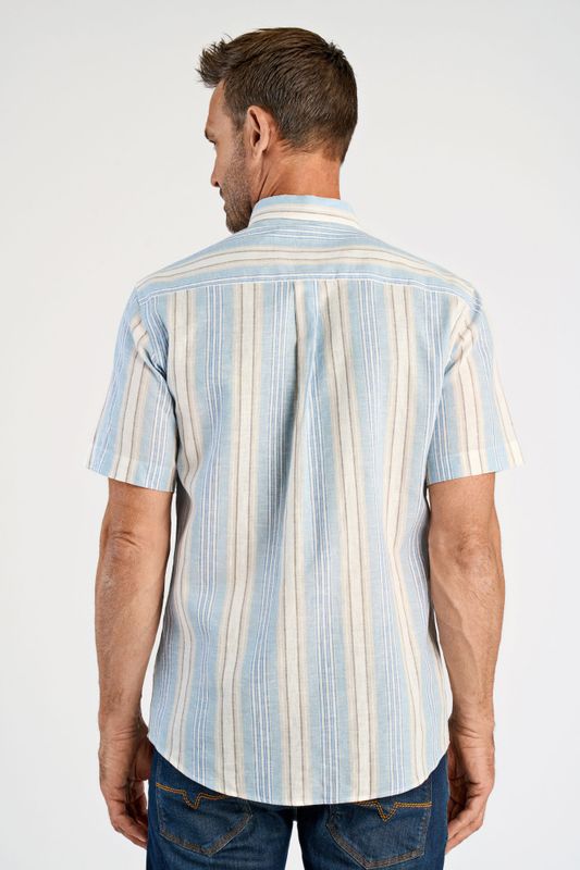 Bison Striped Linen Shirt 80-202347 - Blue/Grey