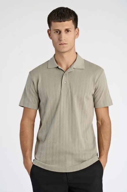 Hovedbilde Lindbergh Jacquard Polo Shirt 30-404115 - Khaki ...