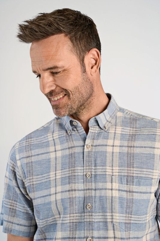 JACK`S Cotton/linen Shirt 3-210135A - Dusty Blue Mix