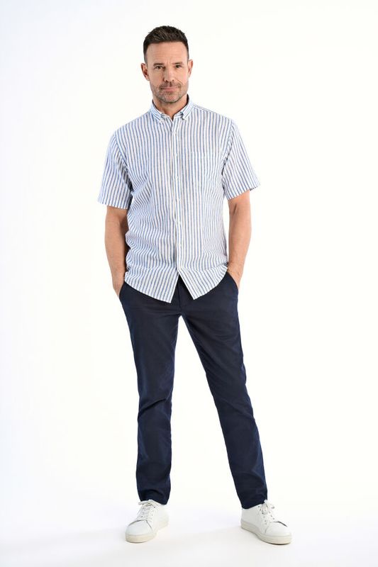 JACK`S Striped Cotton/linen Shirt 3-210151 - White/Blue