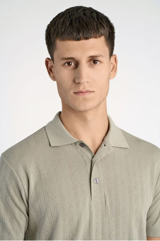 Hovedbilde Lindbergh Jacquard Polo Shirt 30-404115 - Khaki Green